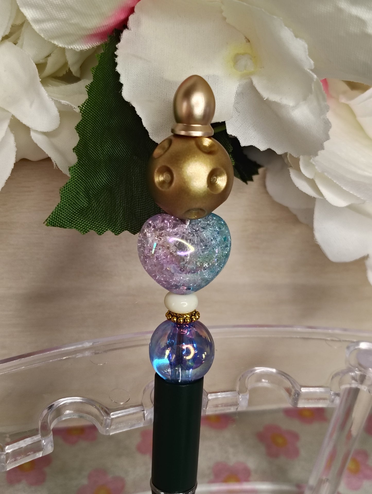 Golden Charm Heart Beaded Pen β¨π