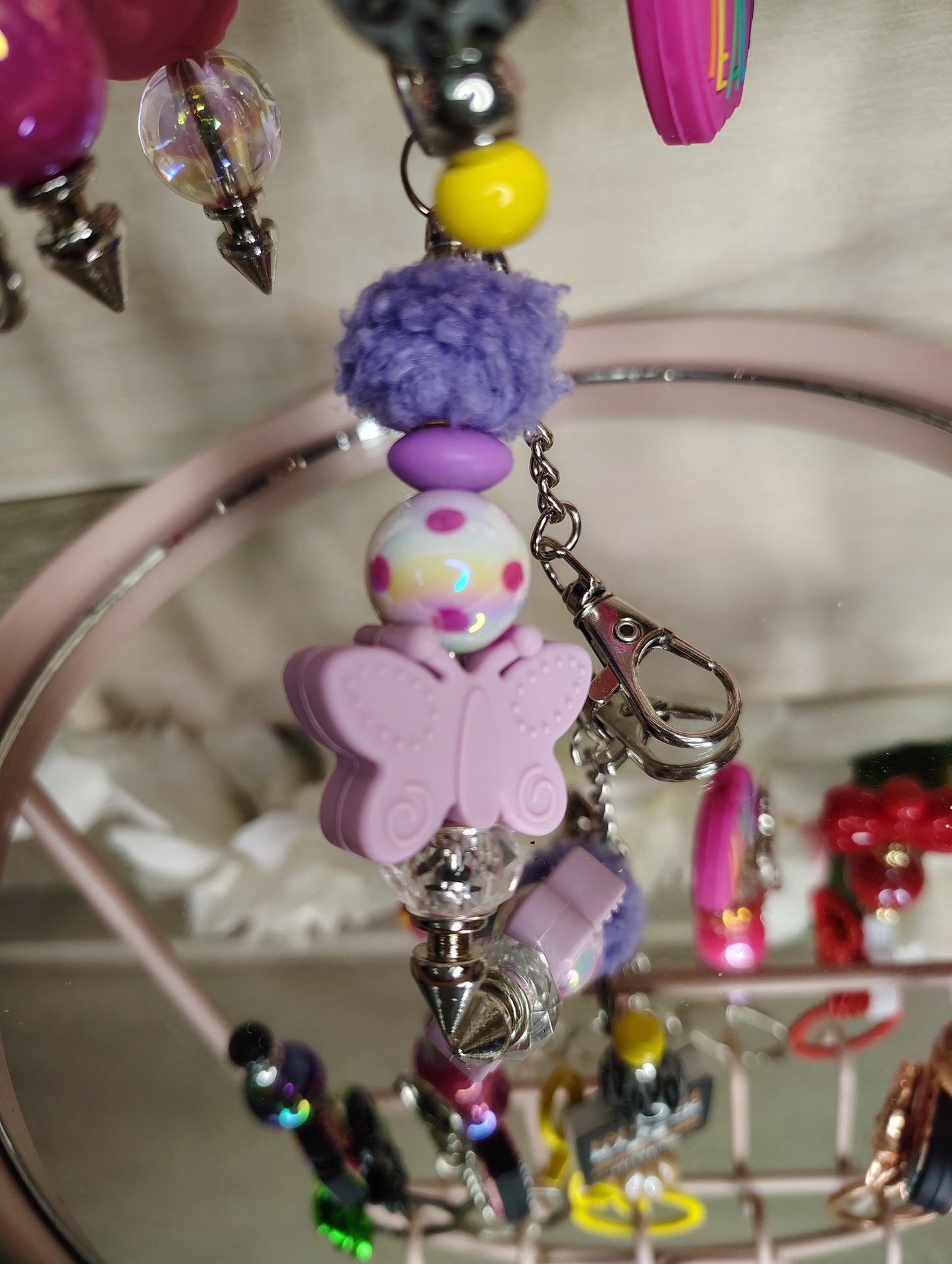 Lavender Flutter Beaded Keychain 🦋✨