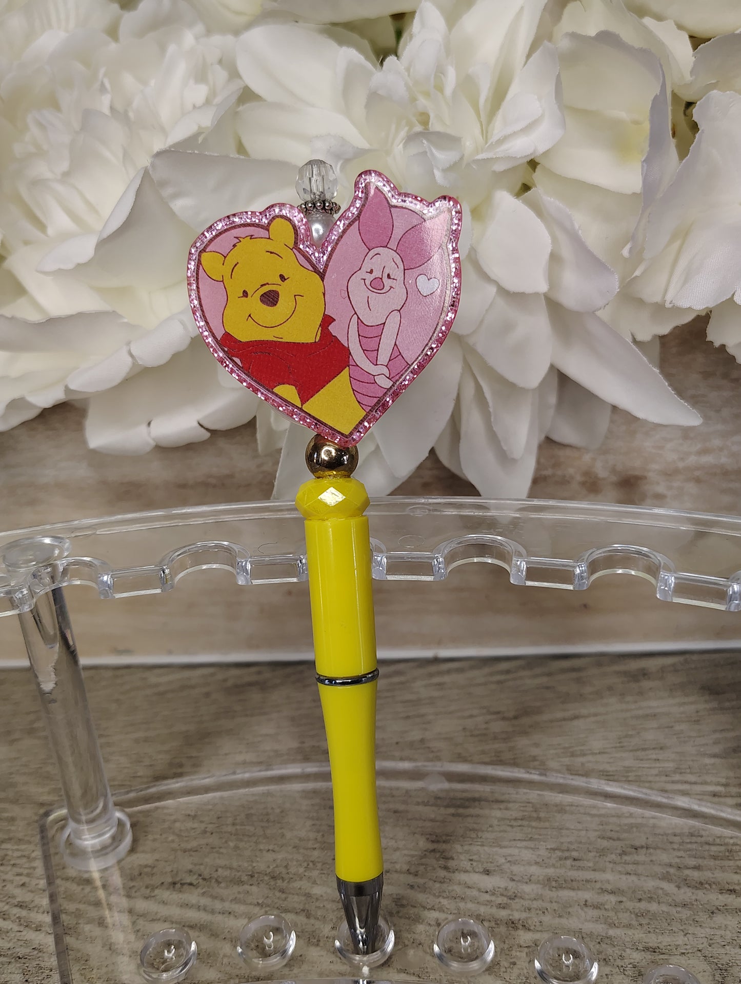 Winnie the Pooh & Piglet Heart Beaded Pen