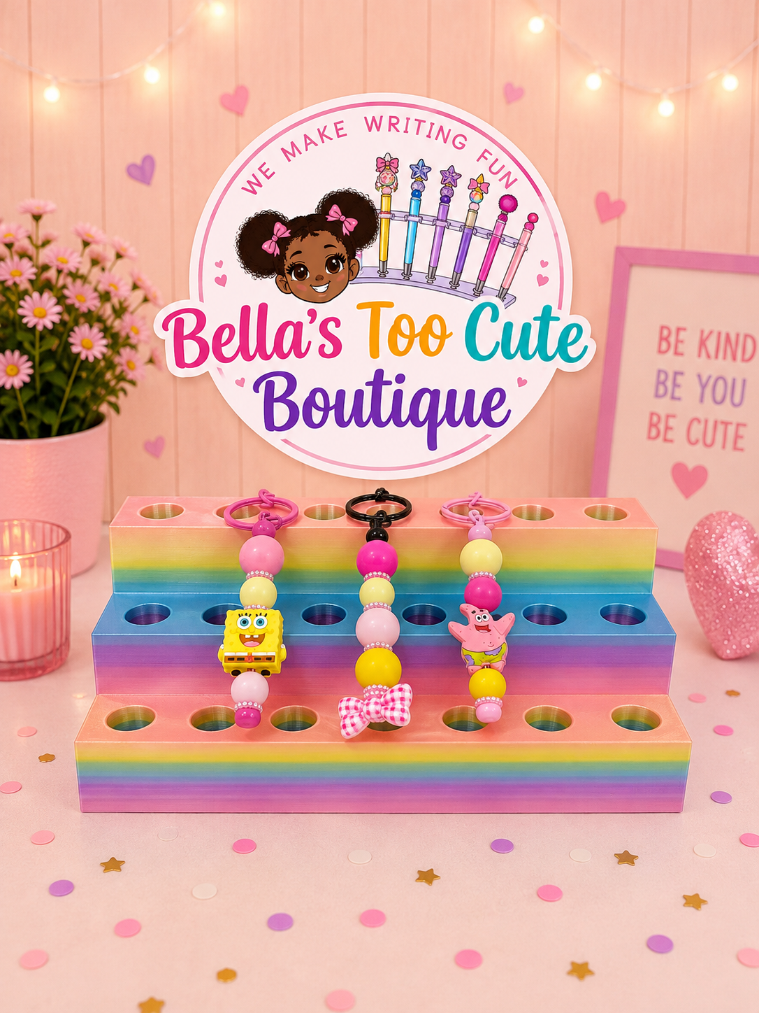 Cute Yellow Character Beaded Keychains