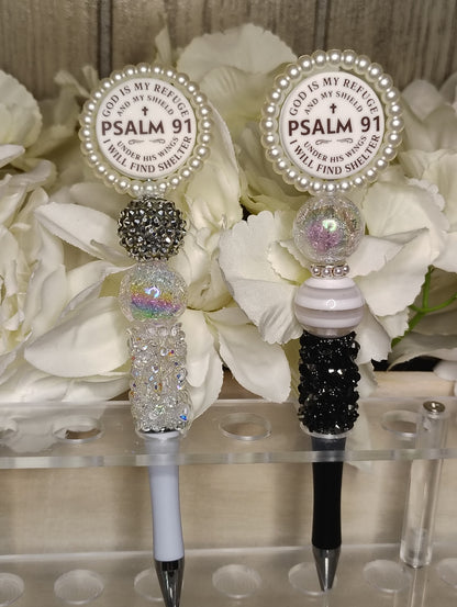 Psalm 91 Beaded Stylus Pen Set | Faith-Inspired Scripture Pens | Christian Gift Set
