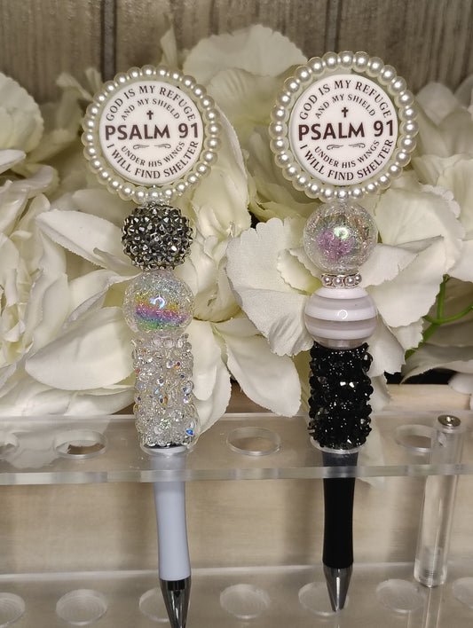 Psalm 91 Beaded Stylus Pen Set | Faith-Inspired Scripture Pens | Christian Gift Set