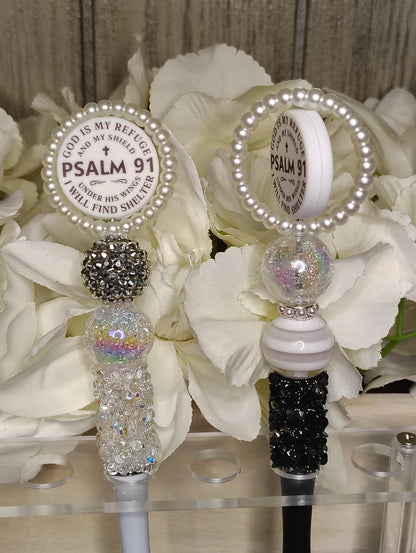 Psalm 91 Beaded Stylus Pen Set | Faith-Inspired Scripture Pens | Christian Gift Set