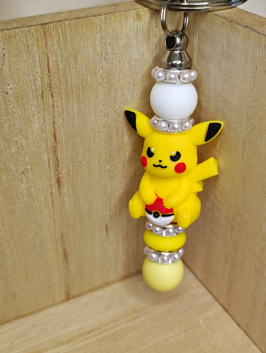 Pokeman Inspired | Beaded Key Ring | Playful Character Charm | Handmade Accessory