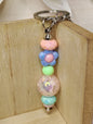 Pastel Bloom Beaded Keychain | Flower Charm Key Ring | Cute Handmade Bag Accessory