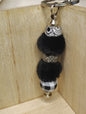Black Pom Beaded Keychain | Chic Neutral Puff Key Ring | Handmade Purse & Bag Charm