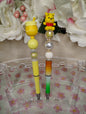 Winnie-the-Pooh Inspired | Beaded Pen Set | Cute Yellow & Green Kids Pens | Fun Gift for Little Writers