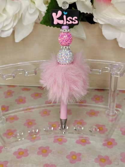 Sparkle Kiss Pom-Pom Beaded Pen 💕✨