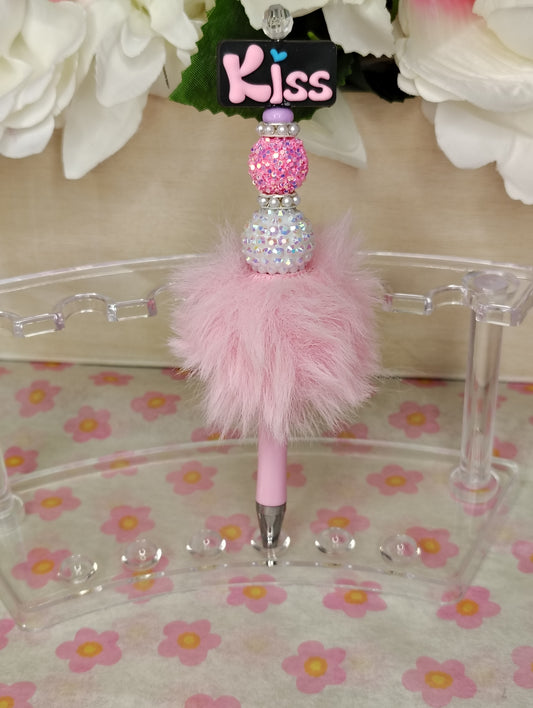 Sparkle Kiss Pom-Pom Beaded Pen 💕✨