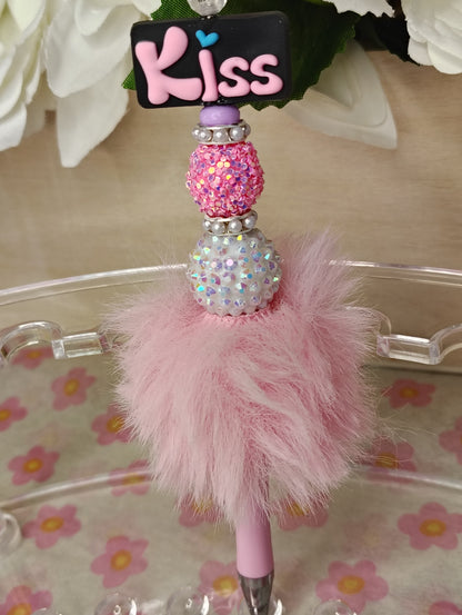Sparkle Kiss Pom-Pom Beaded Pen 💕✨
