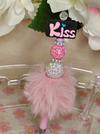 Sparkle Kiss Pom-Pom Beaded Pen 💕✨
