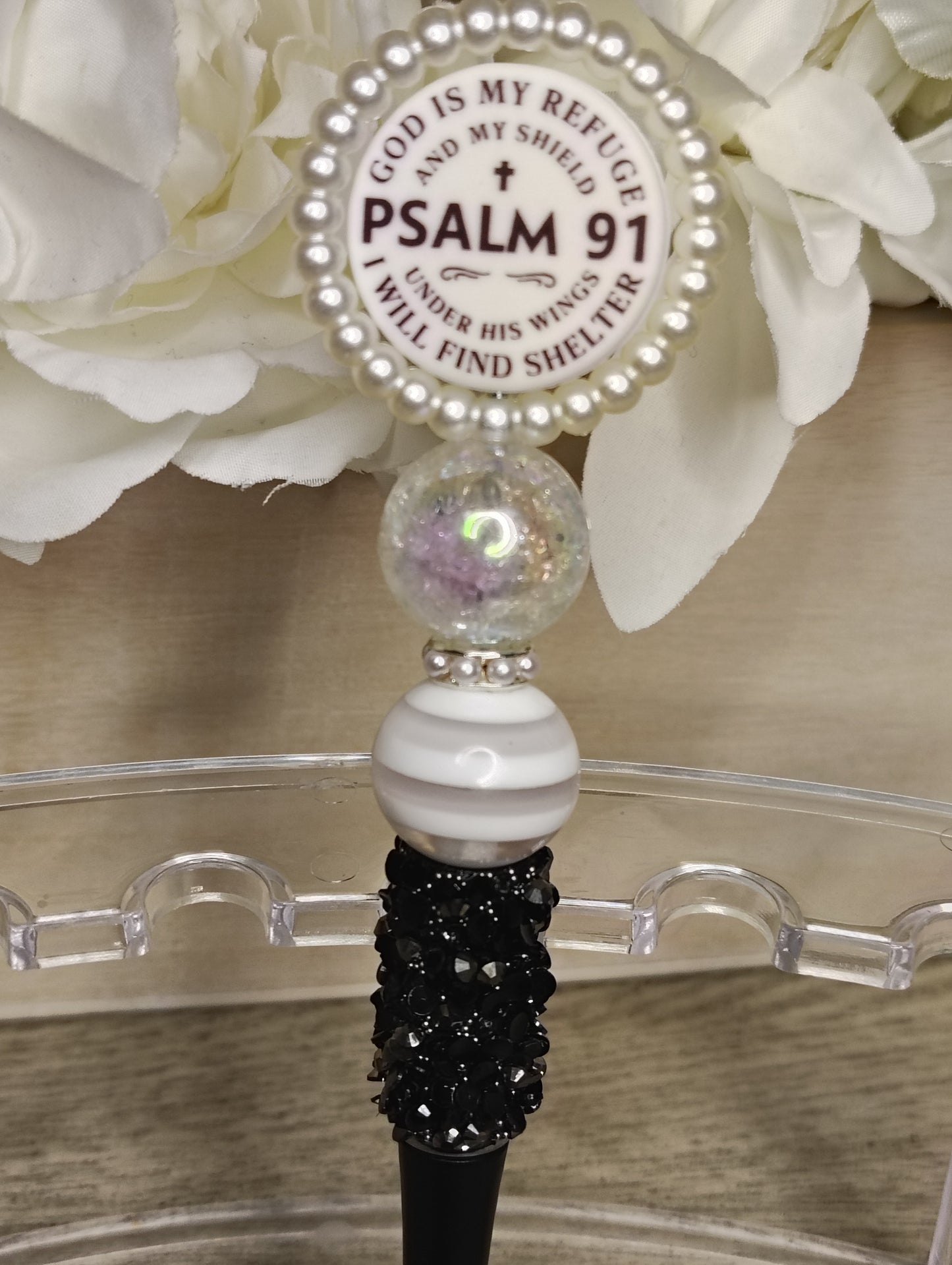 Psalm 91 Inspirational Beaded Pen | Faith-Based Scripture Writing Pen