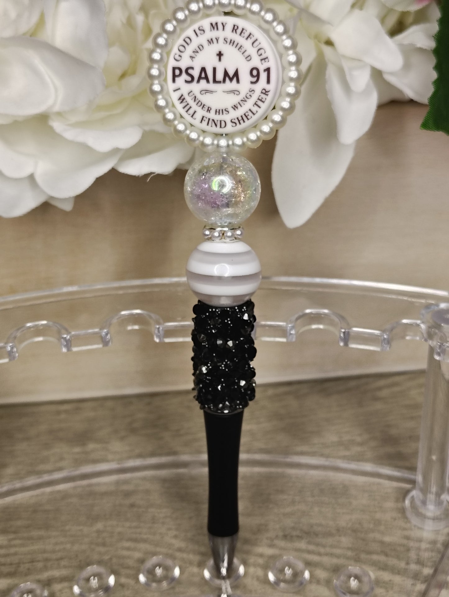 Psalm 91 Inspirational Beaded Pen | Faith-Based Scripture Writing Pen