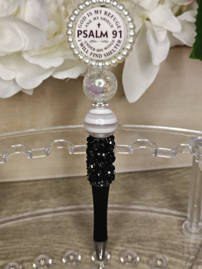 Psalm 91 Inspirational Beaded Pen | Faith-Based Scripture Writing Pen
