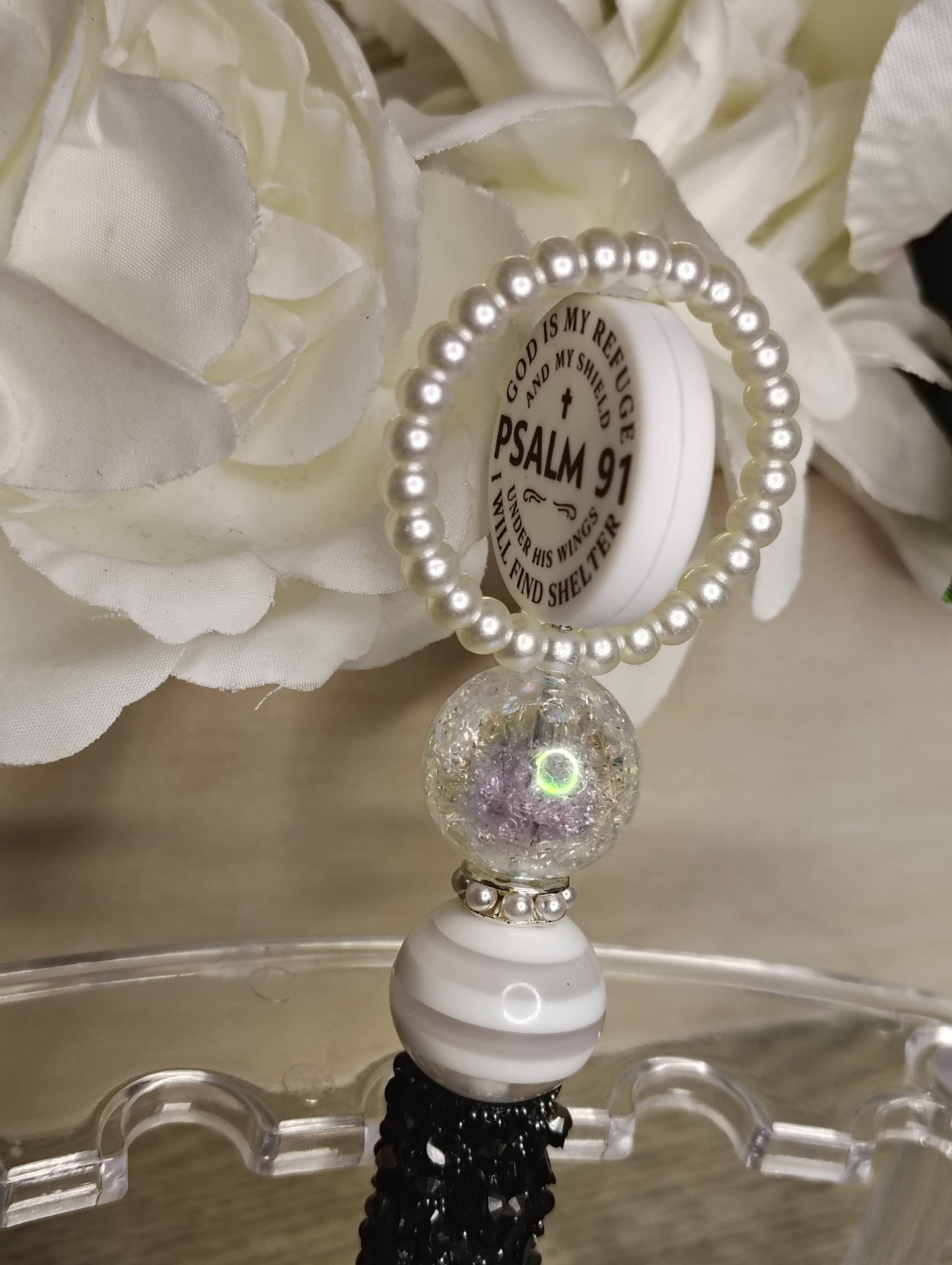 Psalm 91 Inspirational Beaded Pen | Faith-Based Scripture Writing Pen