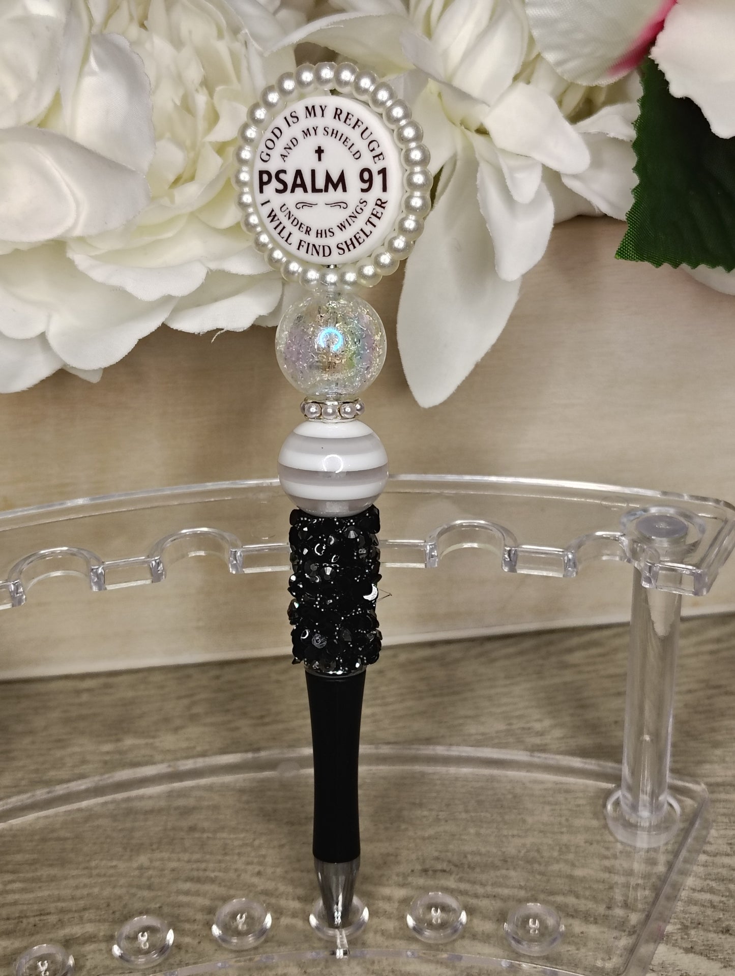 Psalm 91 Inspirational Beaded Pen | Faith-Based Scripture Writing Pen