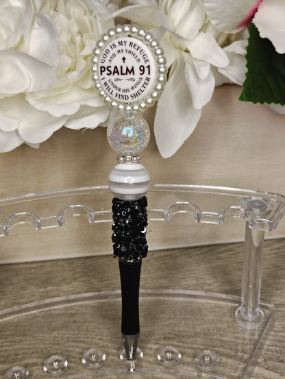 Psalm 91 Inspirational Beaded Pen | Faith-Based Scripture Writing Pen