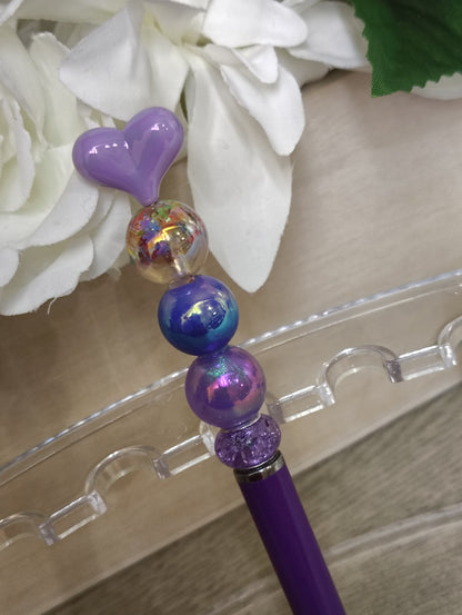 Purple Heart Stylus Pen | Beaded Touchscreen & Writing Pen