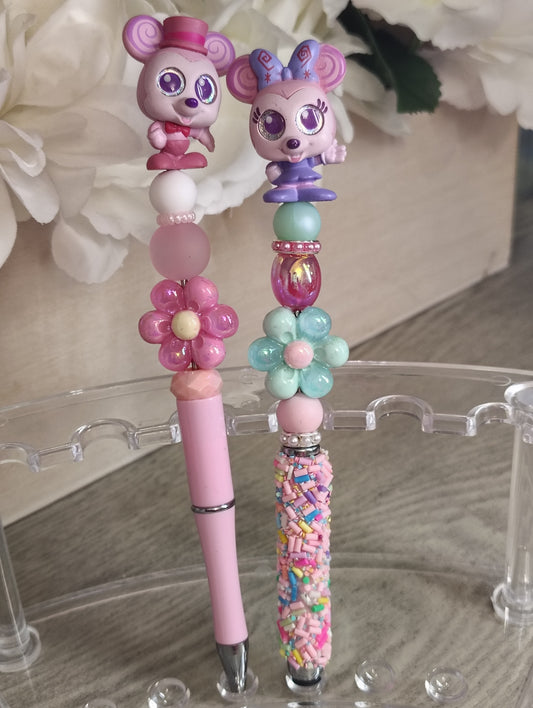 Mickey and Minnie Mouse Inspired | Pink Beaded Pen | Stylus Pen Duo | Candy Sprinkles