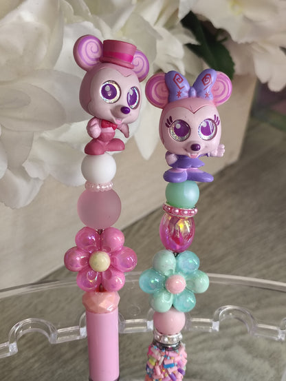 Mickey and Minnie Mouse Inspired | Pink Beaded Pen | Stylus Pen Duo | Candy Sprinkles