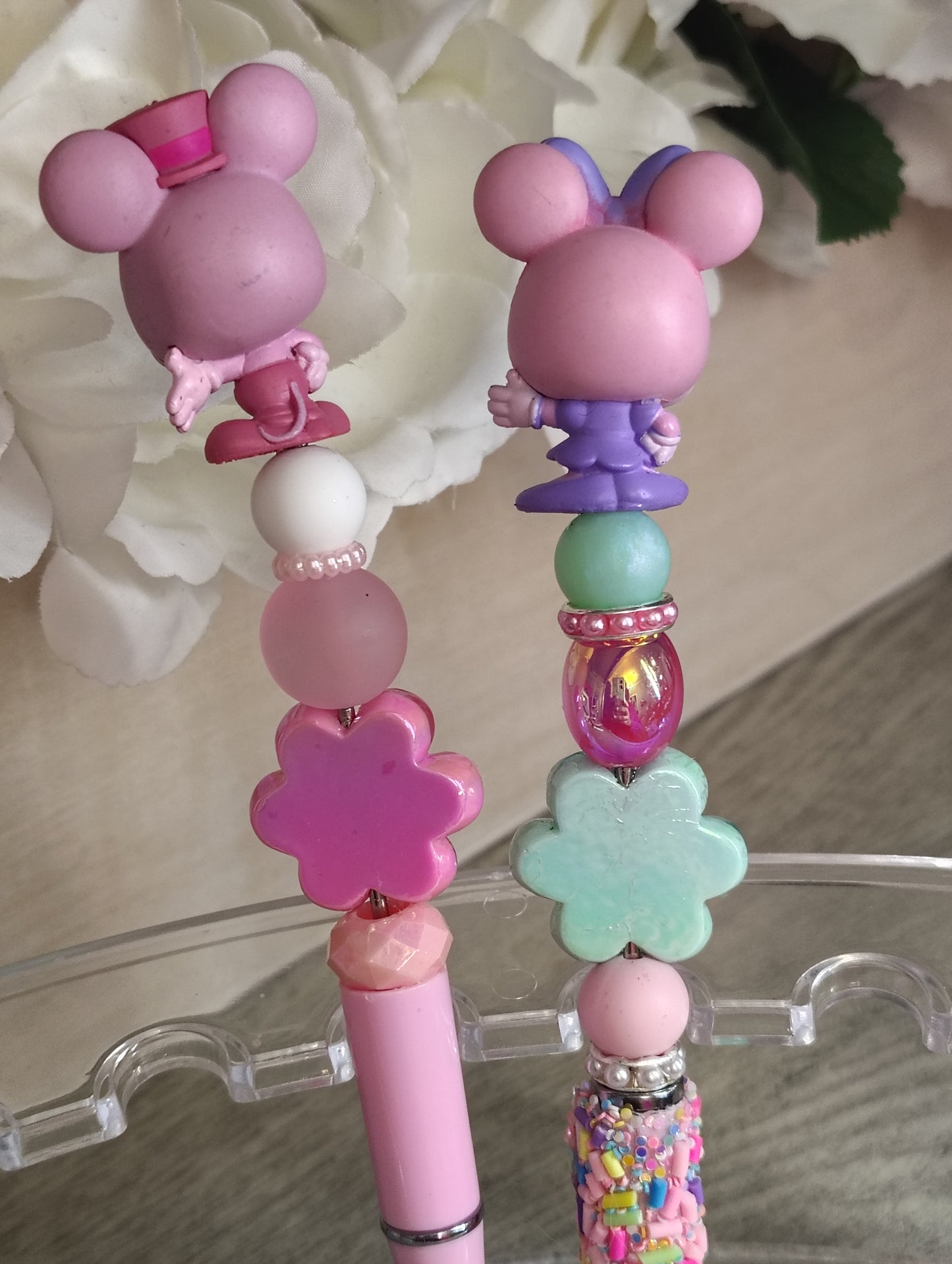 Mickey and Minnie Mouse Inspired | Pink Beaded Pen | Stylus Pen Duo | Candy Sprinkles