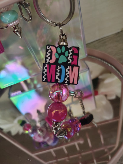 Dog Mom Love Beaded Keychain