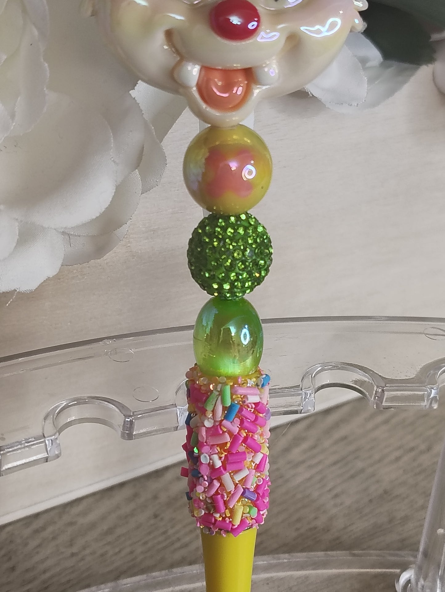 Chip & Dale Inspired | Chipmunk Character Beaded Pen | Bright Sprinkle Writing Pen