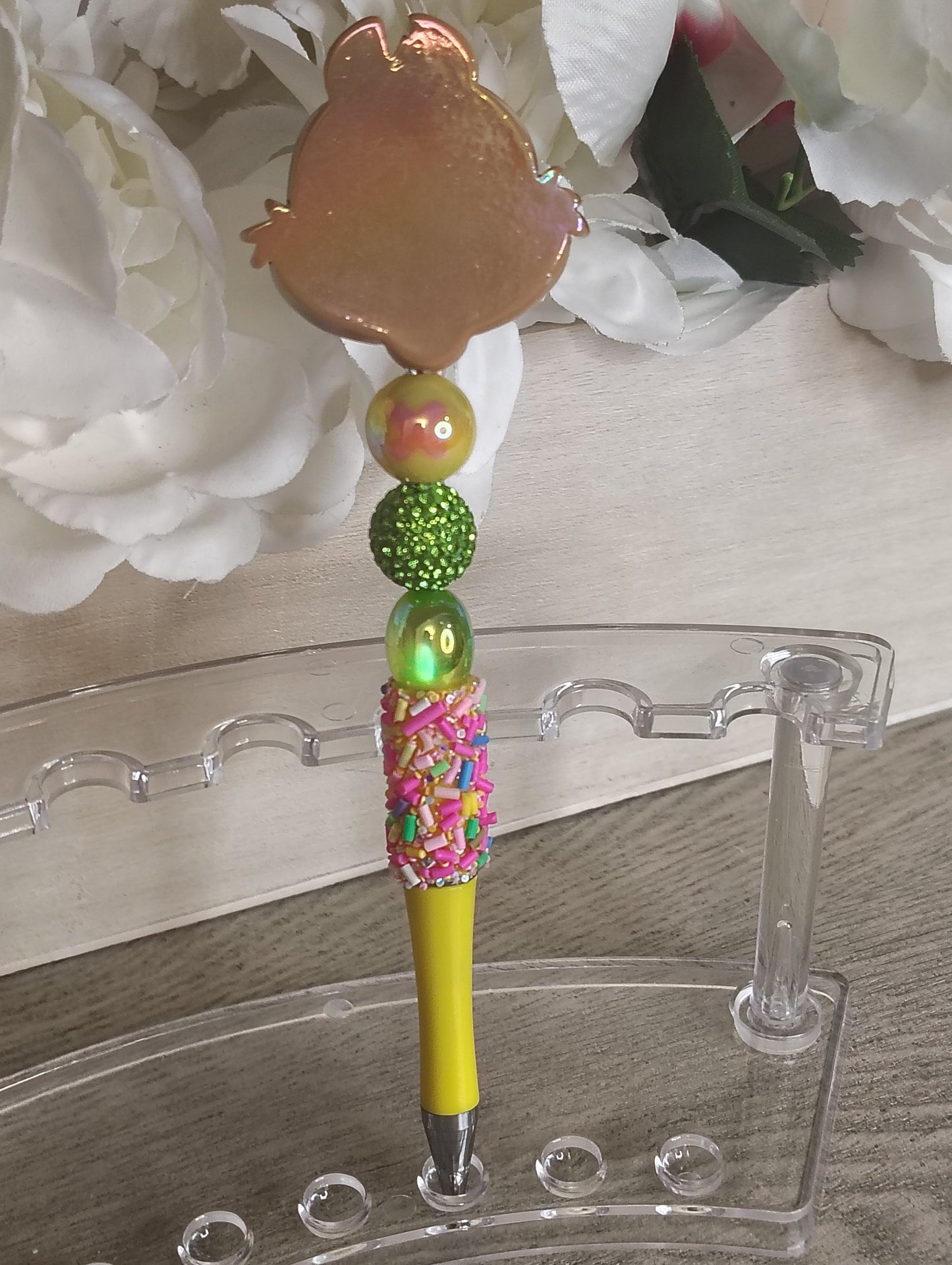 Chip & Dale Inspired | Chipmunk Character Beaded Pen | Bright Sprinkle Writing Pen