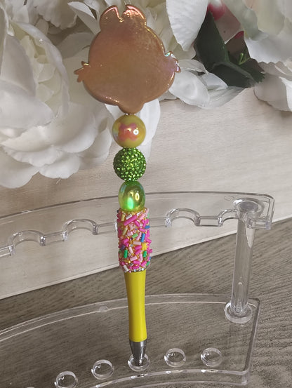 Chip & Dale Inspired | Chipmunk Character Beaded Pen | Bright Sprinkle Writing Pen