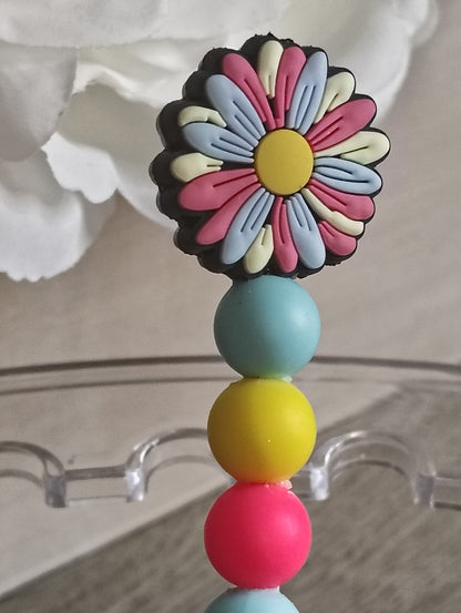 Retro Flower Beaded Pen | Bright Floral Writing Pen