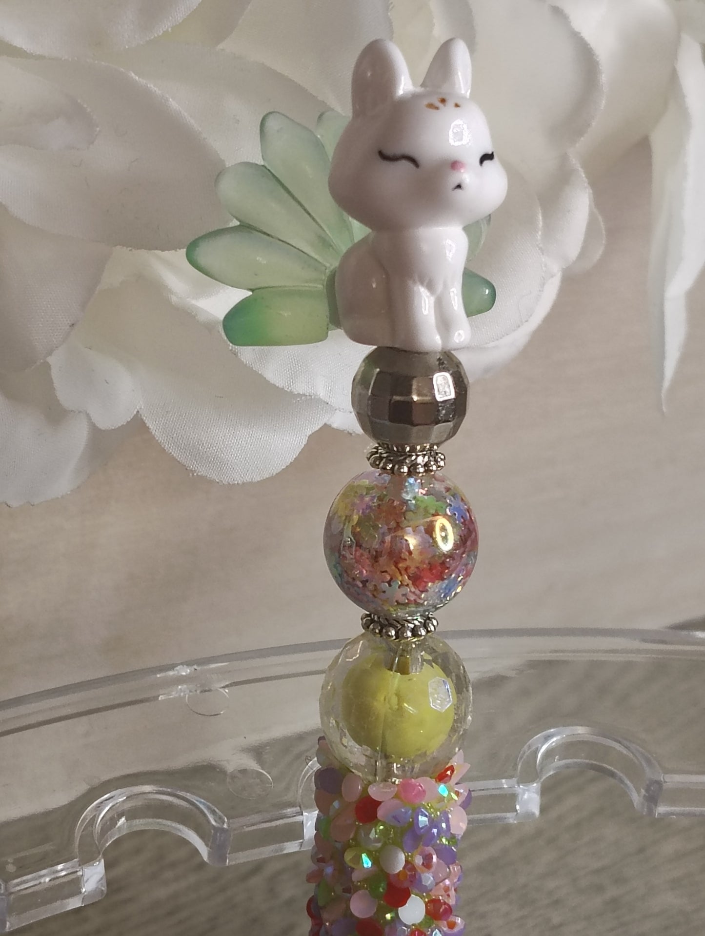 Forest Fairy Fox Beaded Pen | Whimsical Pastel Writing Pen