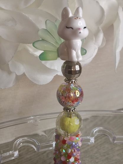 Forest Fairy Fox Beaded Pen | Whimsical Pastel Writing Pen