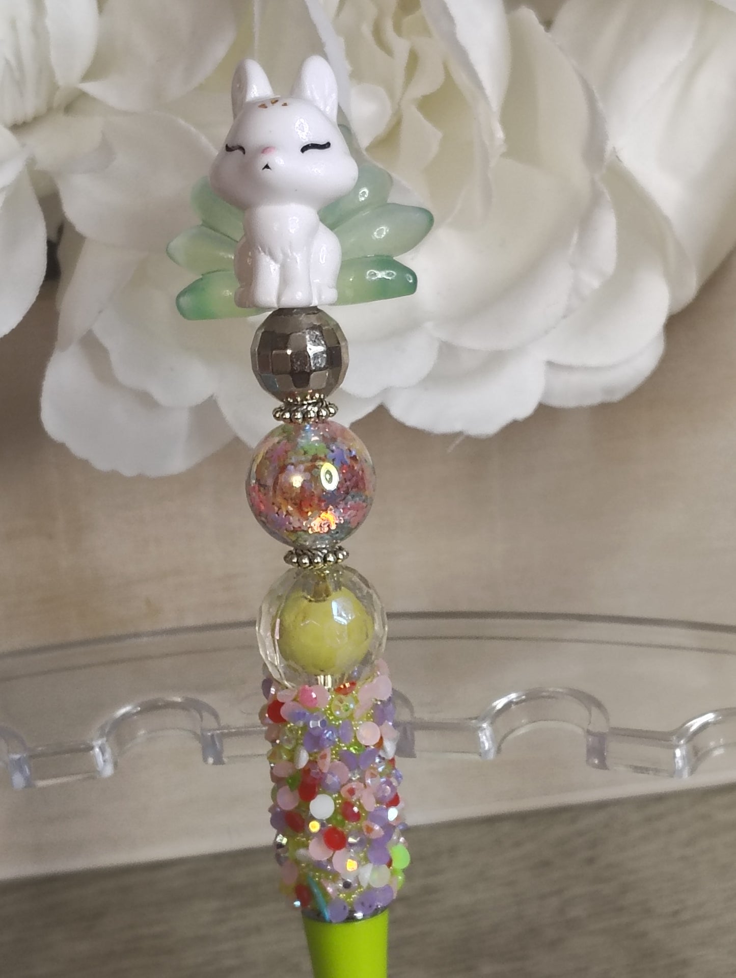 Forest Fairy Fox Beaded Pen | Whimsical Pastel Writing Pen