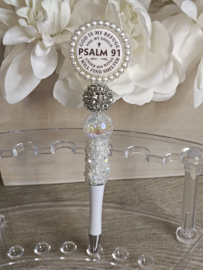 Psalm 91 Spinning Beaded Pen | Faith-Inspired Rotating Top Pen