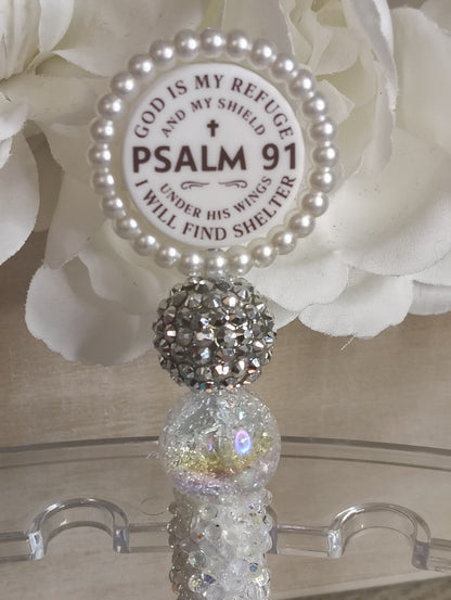 Psalm 91 Spinning Beaded Pen | Faith-Inspired Rotating Top Pen