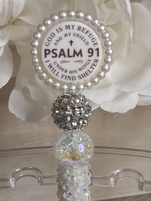 Psalm 91 Spinning Beaded Pen | Faith-Inspired Rotating Top Pen