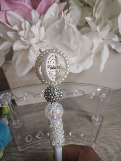 Psalm 91 Spinning Beaded Pen | Faith-Inspired Rotating Top Pen
