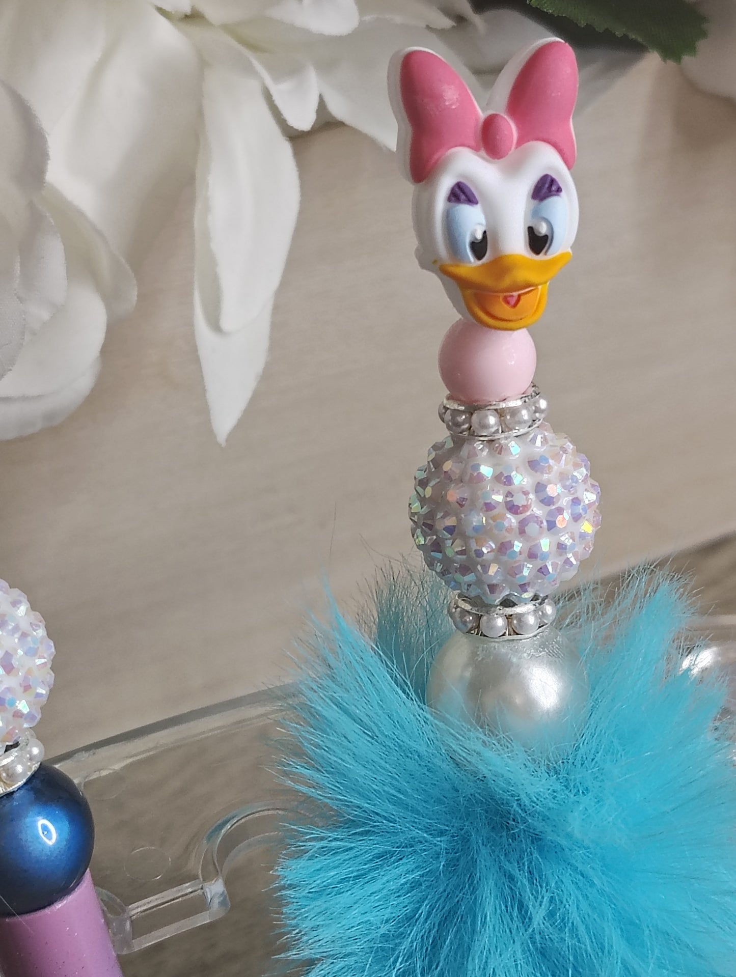 Daisy and Donald Duck Inspired Character | Beaded Pen Set | Colorful Sparkle Duo