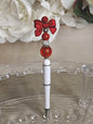 Scarlet Bow Glam Pen | Red & White Beaded Statement Pen