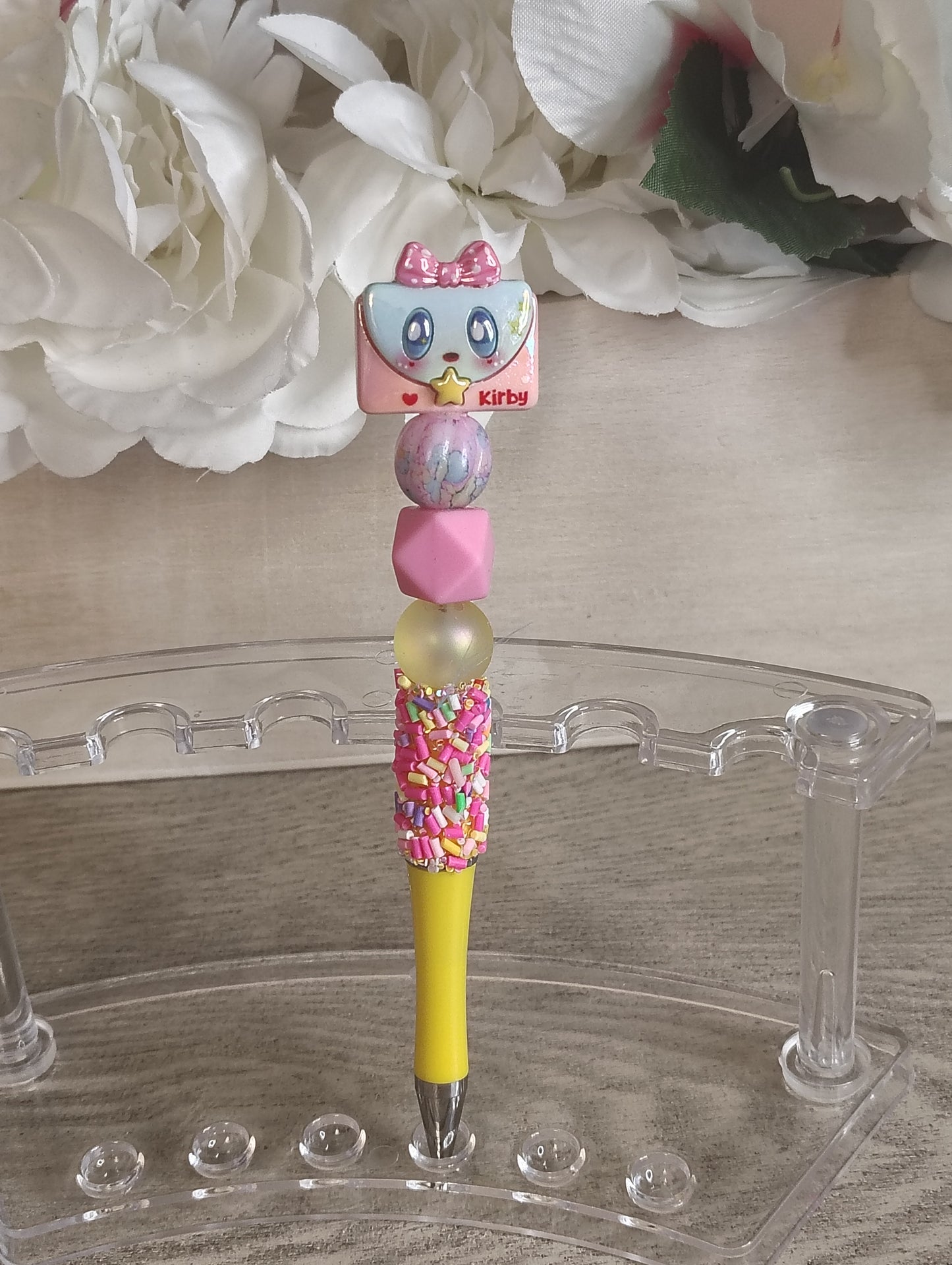 Kawaii Star Bow Beaded Pen | Pastel Sprinkle Glam Pen