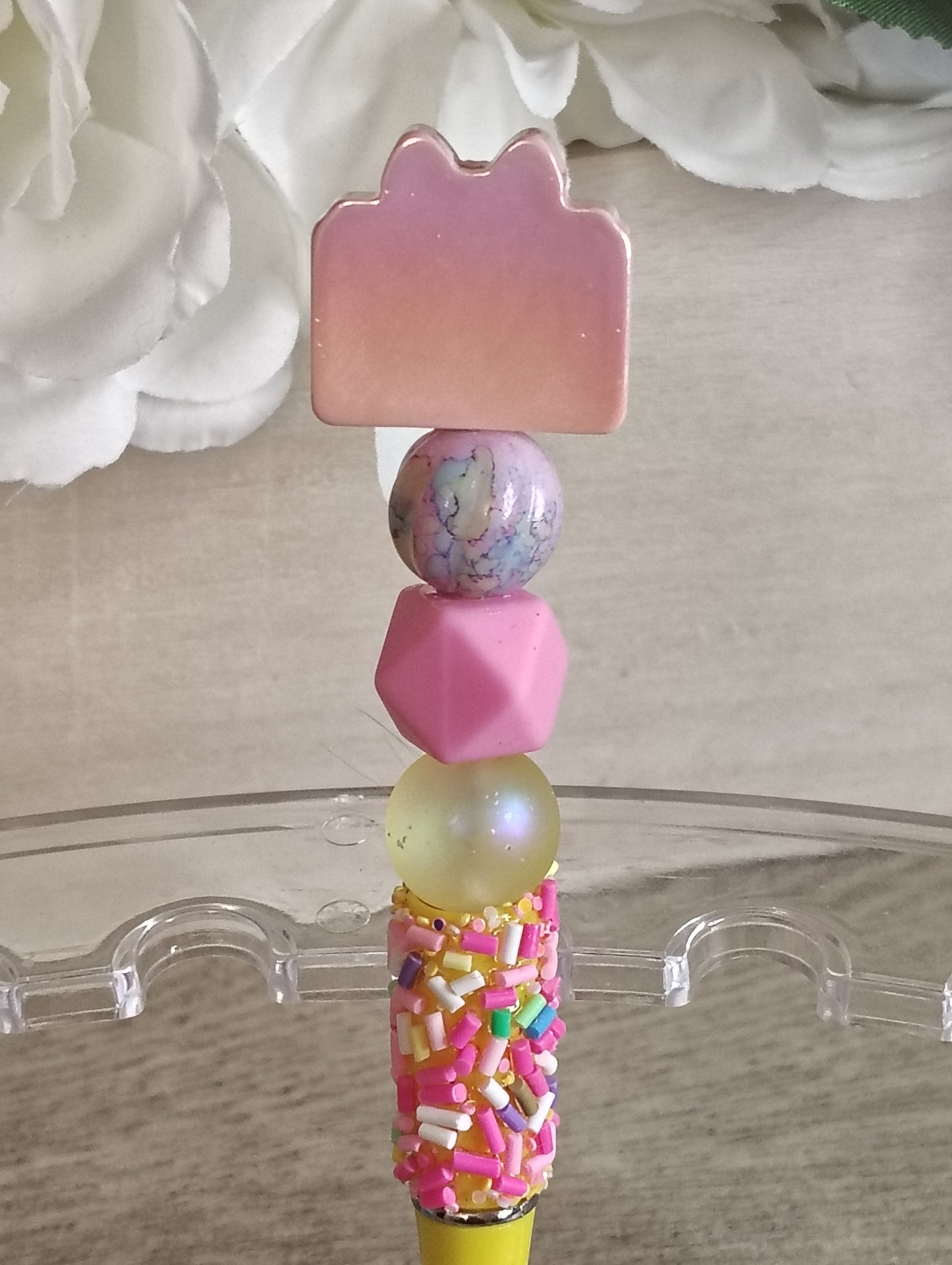 Kawaii Star Bow Beaded Pen | Pastel Sprinkle Glam Pen