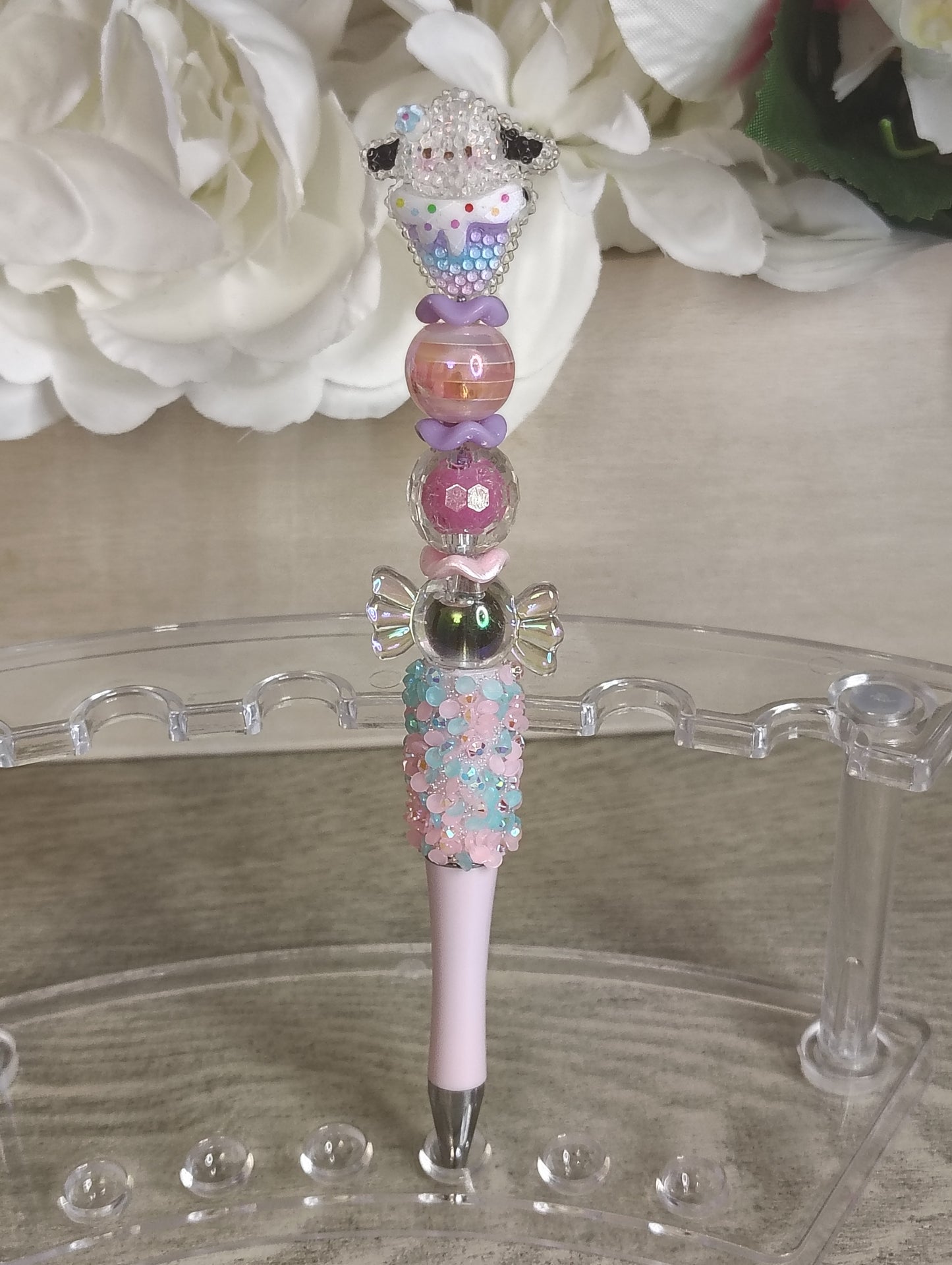 Pastel Pup Sundae Pen | Candy Sprinkle Beaded Glam Pen