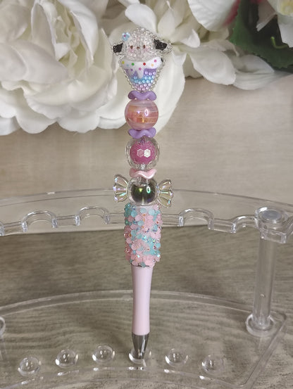Pastel Pup Sundae Pen | Candy Sprinkle Beaded Glam Pen