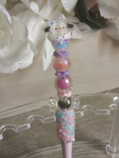Pastel Pup Sundae Pen | Candy Sprinkle Beaded Glam Pen