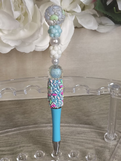 Winter Pastels Sprinkle Pen | Icy Blue Beaded Candy-Style Pen