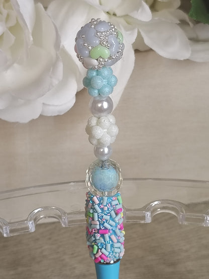 Winter Pastels Sprinkle Pen | Icy Blue Beaded Candy-Style Pen