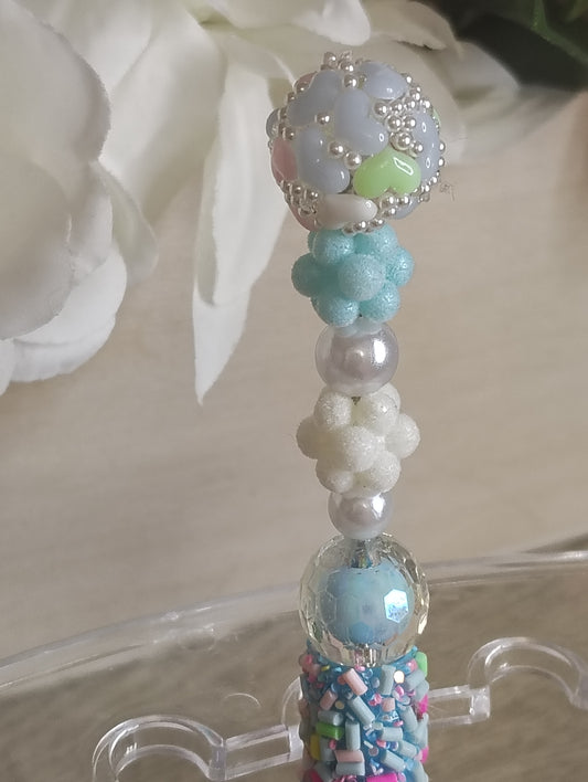 Winter Pastels Sprinkle Pen | Icy Blue Beaded Candy-Style Pen