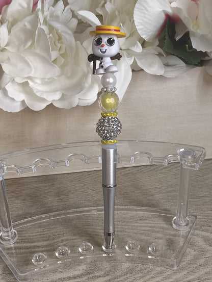 Olaf Inspired | Sparkle Pen | Silver Beaded Winter Character Pen