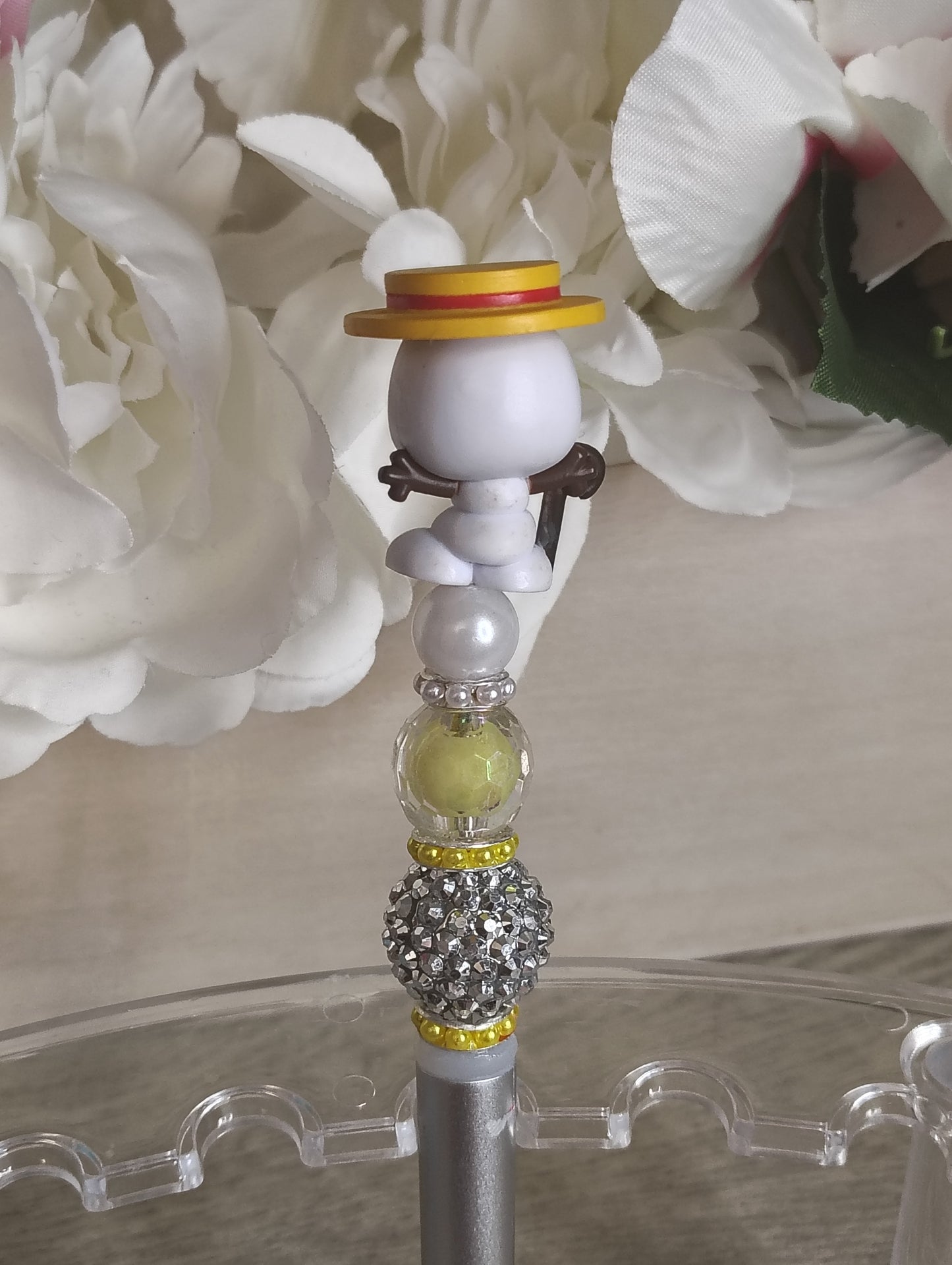 Olaf Inspired | Sparkle Pen | Silver Beaded Winter Character Pen