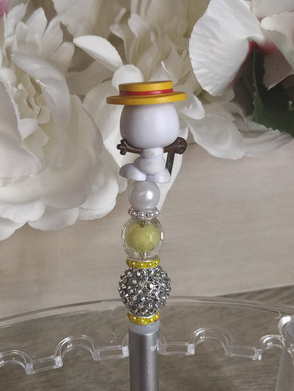 Olaf Inspired | Sparkle Pen | Silver Beaded Winter Character Pen
